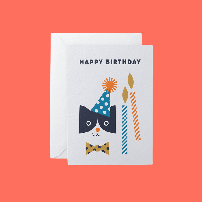 Birthday Card - Party Cat