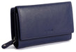 Saddler "Paula” Trifold Leather Wallet Clutch Purse With Zipper Coin Purse in Black Leather.  Presented in its own gift box. his medium size purse holds 8 credit cards and features a deep, wide pocket for notes. There's also a centre window for ID/pass card and a generous 2 section zipped coin purse to rear for easy access. Size: 12.0 x 10.5 x 4.0cm when closed. 12 month warranty for normal use.